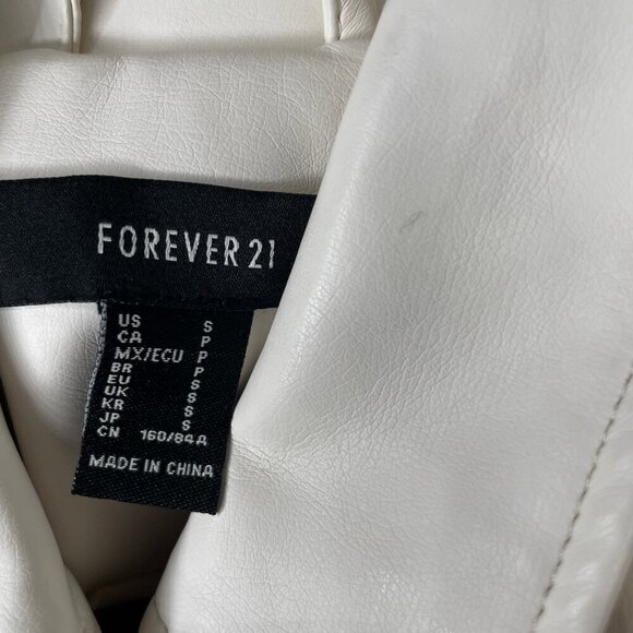 Forever 21 Women's White Faux Leather Moto Belt Zipper Punkcore Bikercore S - Picture 5 of 7